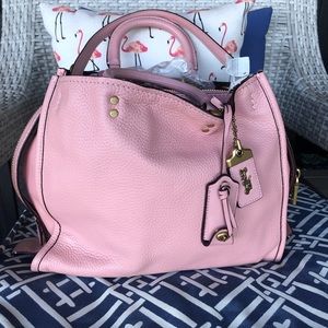 NWT Authentic Coach Pink Glovetanned Leather Bag